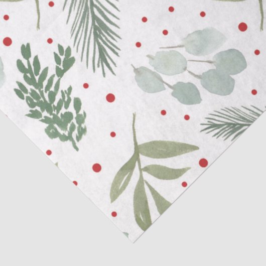WinterWaterverf Pine Berry Holiday Garland Green Tissuepapier (Detail)
