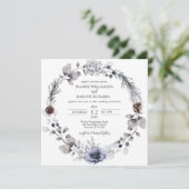 WinterWaterverf Pine Cone Floral Wreath Wedding Kaart (Staand voorkant)