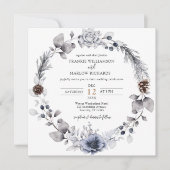 WinterWaterverf Pine Cone Floral Wreath Wedding Kaart (Voorkant)