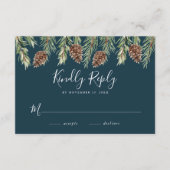 WinterWaterverf Pine Cone Wedding RSVP Informatiekaartje (Voorkant)