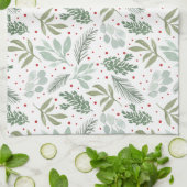 WinterWaterverf Rustic Holiday Garland Pine Red Theedoek (Gevouwen)