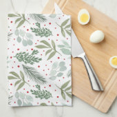 WinterWaterverf Rustic Holiday Garland Pine Red Theedoek (Quarter Fold)