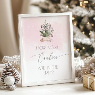Winterwazige roze Raad Hoeveel snoepjes Poster