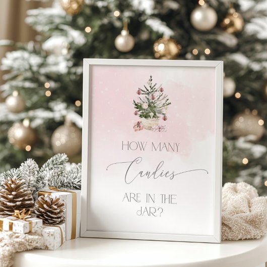 Winterwazige roze Raad Hoeveel snoepjes Poster