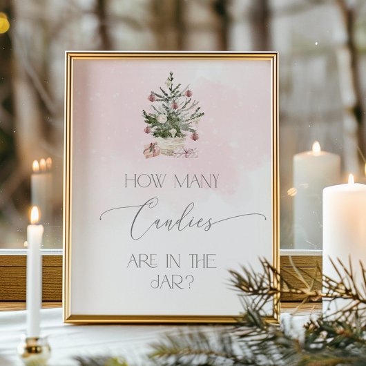 Winterwazige roze Raad Hoeveel snoepjes Poster