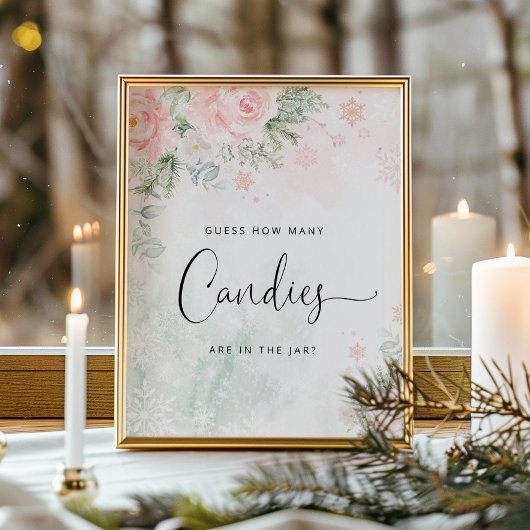 Winterwazige roze Raad Hoeveel snoepjes Poster