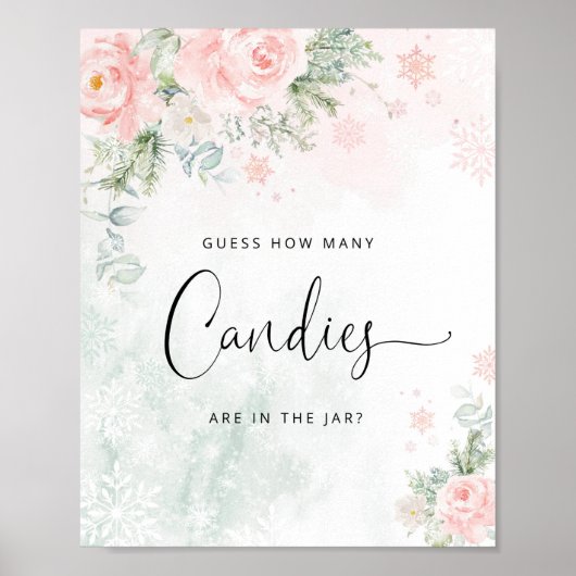 Winterwazige roze Raad Hoeveel snoepjes Poster (Voorkant)