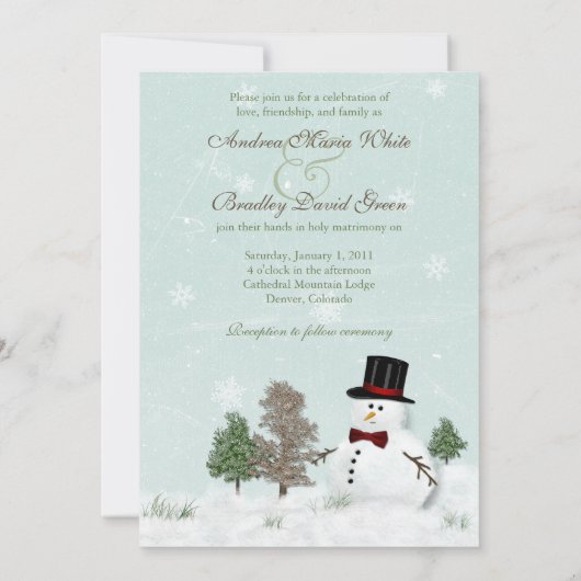 winterweddenschap in Snowman Kaart (Achterkant)