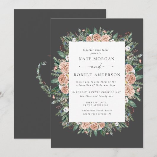 winterwedstrijd waterverf floral bruiloft (Voorkant / Achterkant)