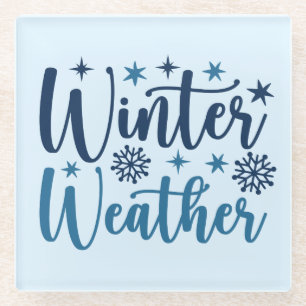Winterweer - Snowy Holiday Typography Glazen Onderzetter
