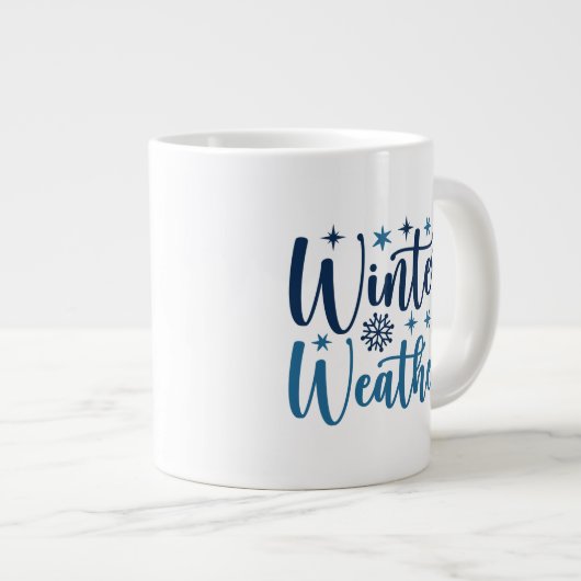 Winterweer - Snowy Holiday Typography Grote Koffiekop (Voorkant rechts)