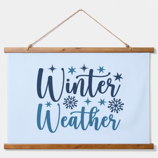Winterweer - Snowy Holiday Typography Hangend Wandkleed (Voorkant)