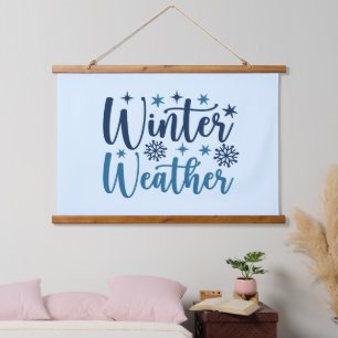 Winterweer - Snowy Holiday Typography Hangend Wandkleed