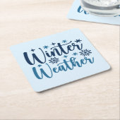 Winterweer - Snowy Holiday Typography Kartonnen Onderzetters (Schuin)