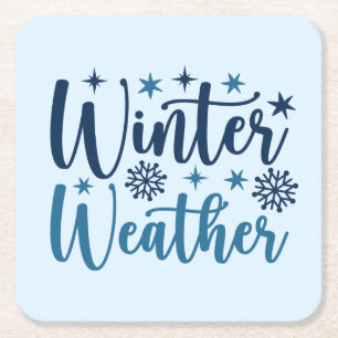 Winterweer - Snowy Holiday Typography Kartonnen Onderzetters