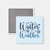Winterweer - Snowy Holiday Typography Magneet (Voorkant / Achterkant)