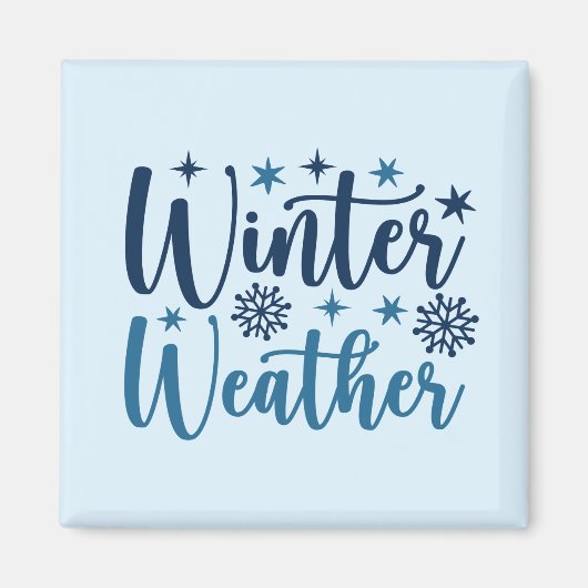 Winterweer - Snowy Holiday Typography Magneet (Voorkant)