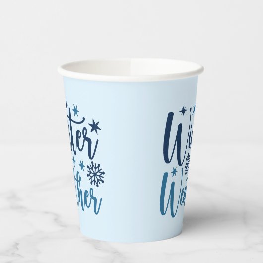 Winterweer - Snowy Holiday Typography Papieren Bekers (Links)