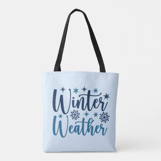 Winterweer - Snowy Holiday Typography Tote Bag (Achterkant)