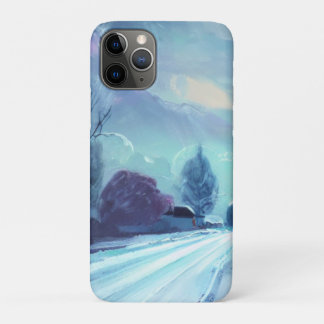 Winterweg bij schemering met kale bomen Case-Mate iPhone case
