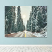 Winterweg door het bos canvas afdruk (Insitu (Houten vloer))