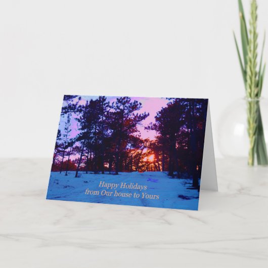 Winterweg met kerst feestdagen kaart (Voorkant)