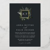 Winterweide Monogram | Botanische Bruiloft Folie Uitnodiging (Voorkant)