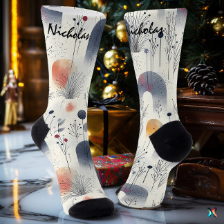 Winterweide Sokken in blauw, wit en perzik