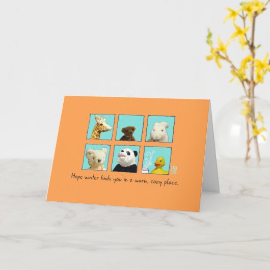 Winterwensen Dieren in Windows Kaart (Gele Bloem)