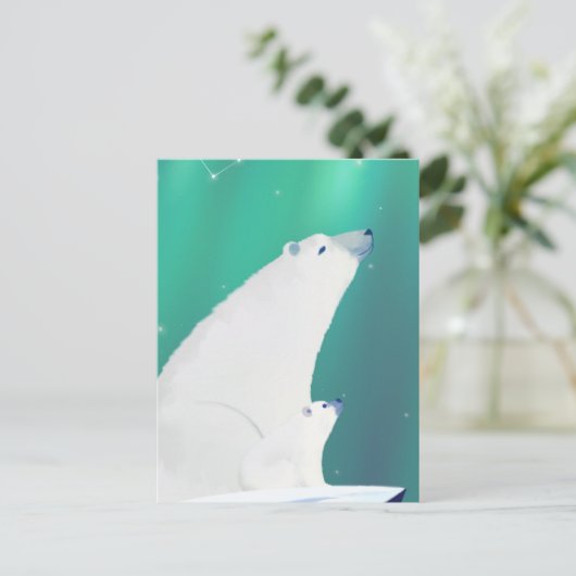 Winterwensen-Happy Polar Beer Illustratie Feestdagenkaart (Staand voorkant)