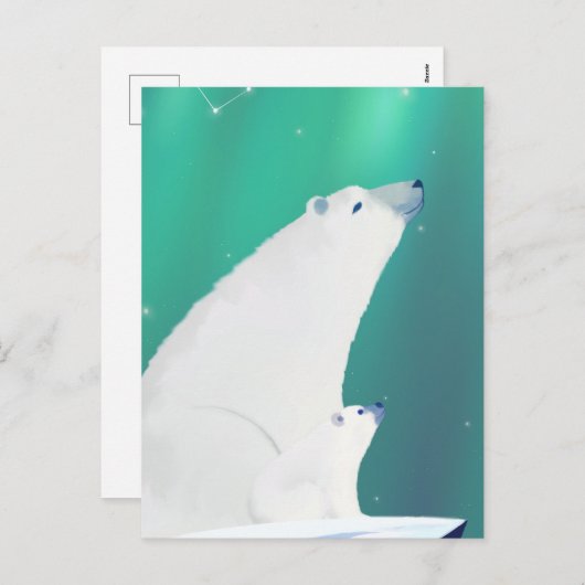 Winterwensen-Happy Polar Beer Illustratie Feestdagenkaart (Voorkant / Achterkant)