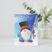 Winterwensen kerstgenoomblauw en wit briefkaart (Staand voorkant)