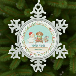 Winterwensen Tin Sneeuwvlok Ornament