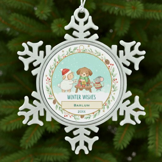 Winterwensen Tin Sneeuwvlok Ornament