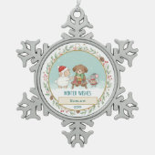 Winterwensen Tin Sneeuwvlok Ornament (Voorkant)