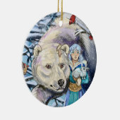 Winterwinden Polar Beer~ rond ornament (Rechts)