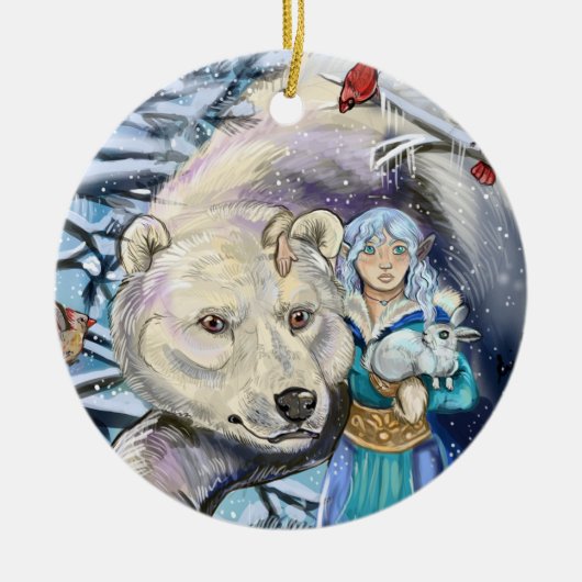 Winterwinden Polar Beer~ rond ornament (Voorkant)
