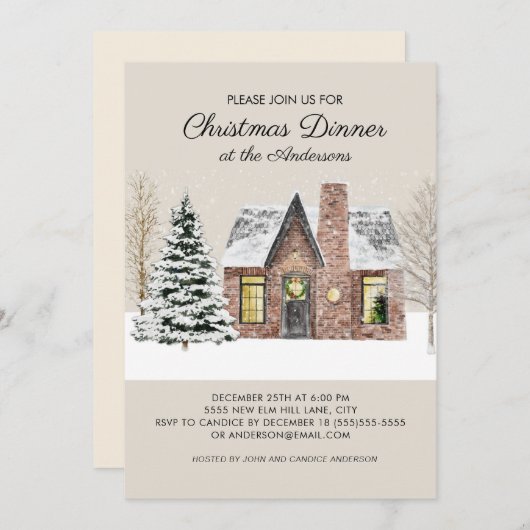 Winterwintersneeuwpalm kerstmis kaart (Voorkant / Achterkant)