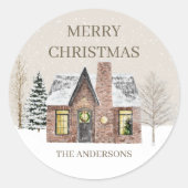 Winterwintersneeuwrooster — Merry kerstnaam Ronde Sticker (Voorkant)