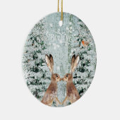 winterwinterwinterwinterwinterdecoratie voor hares keramisch ornament (Rechts)