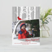 Winterwitte berkenbomen foto bijtend barnhout feestdagenkaart (Staand voorkant)