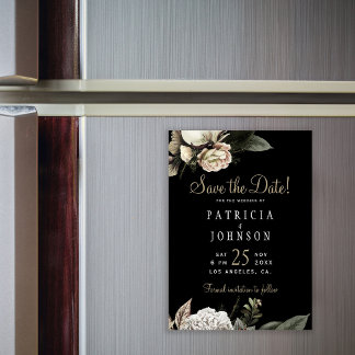 Winterwitte bloemen elegante bruiloft met uitzonde magnetische uitnodiging