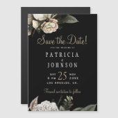 Winterwitte bloemen elegante bruiloft met uitzonde magnetische uitnodiging (Voorkant / Achterkant)