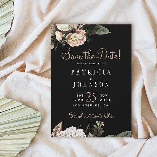 Winterwitte bloemen elegante bruiloft met uitzonde save the date