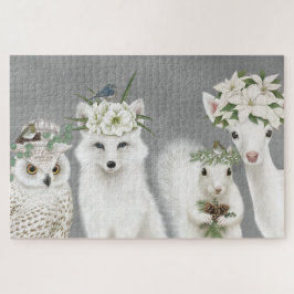 Winterwitte bosbouwhuisdieren puzzel