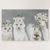 Winterwitte bosbouwhuisdieren puzzel legpuzzel (Horizontaal)