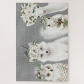 Winterwitte bosbouwhuisdieren puzzel legpuzzel (Verticaal)