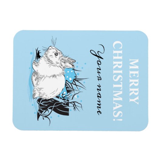 Winterwitte haas magneet (Horizontaal)