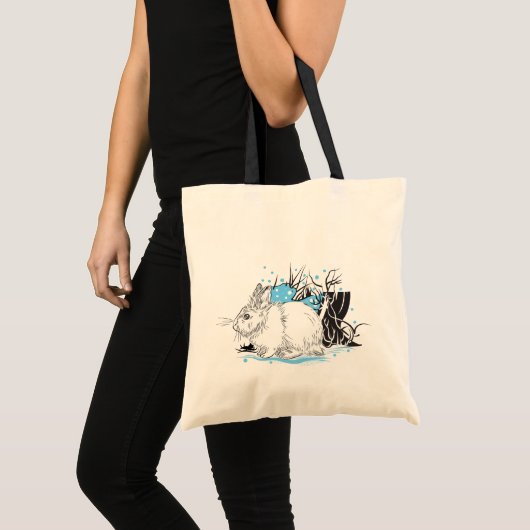 Winterwitte haas tote bag (Voorkant (product))