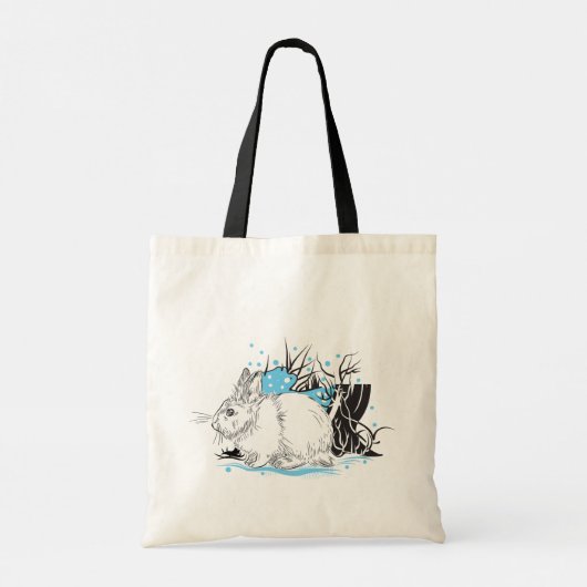 Winterwitte haas tote bag (Achterkant)